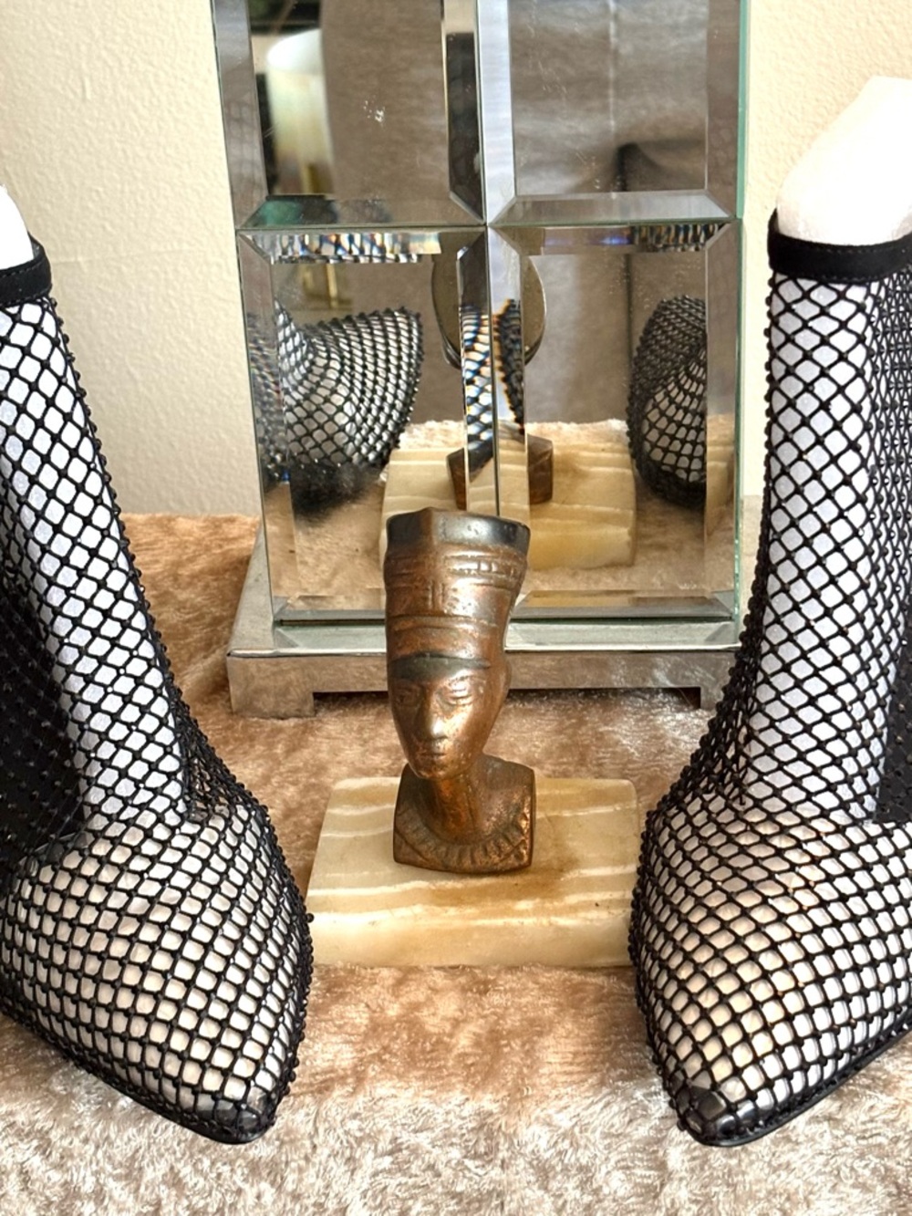 Black Fishnet Ankle Booties